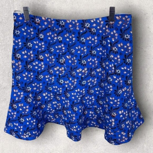 J Crew Bandana Print Flutter Mini Skirt Vintage Scarf Blue Size 2 Bohemian Boho - Picture 5 of 9